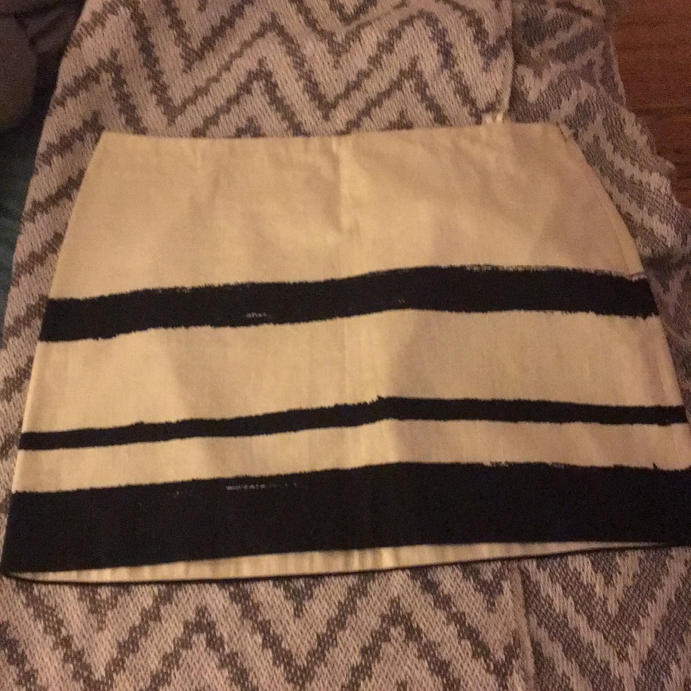 J Crew navy and cream striped pencil skirt
